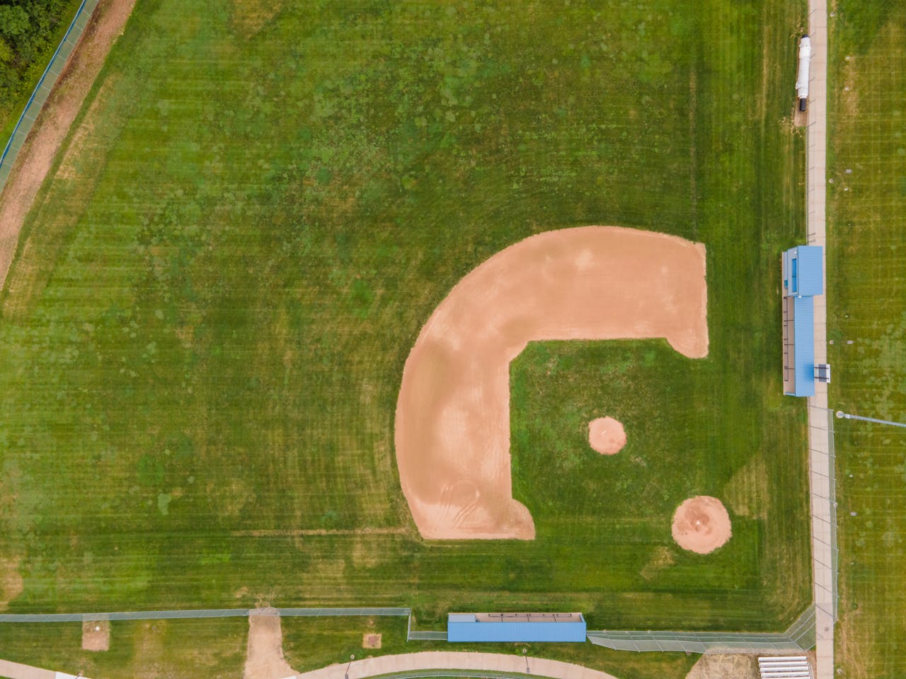 about-01 Drone shot of a baseball field in Menomonie, Wisconsin with visible boundaries.